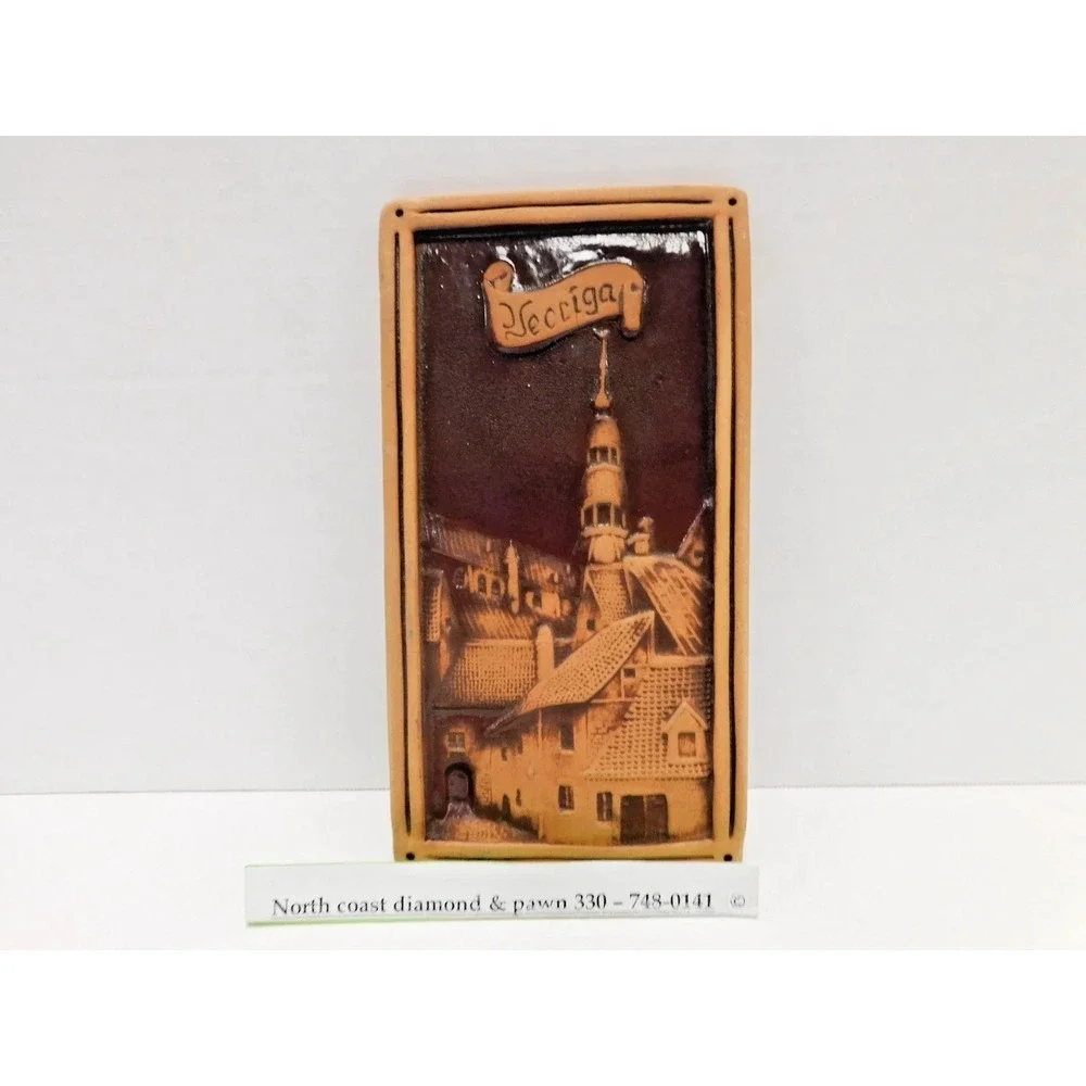 Vecriga Riga Latvia Ceramic Wall Plaque Old Town Cityscape Relief Tile Art DH27